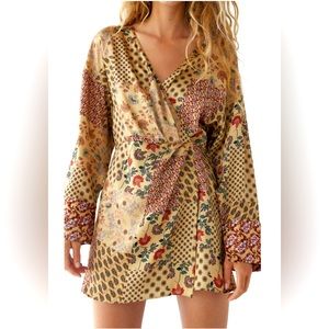 Scarf Print Romper Dress